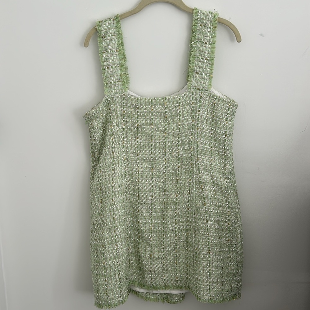 House of Harlow 1960 Tweed Green & Gold Mini Dress Size M - Picture 7 of 13